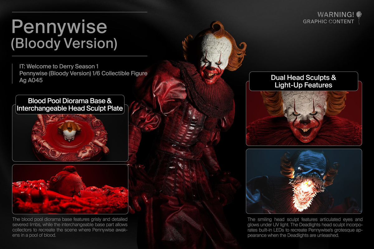 INART Pennywise (Bloody Version) 1/6 Collectible Figure | IT: Welcome to Derry – Season 1