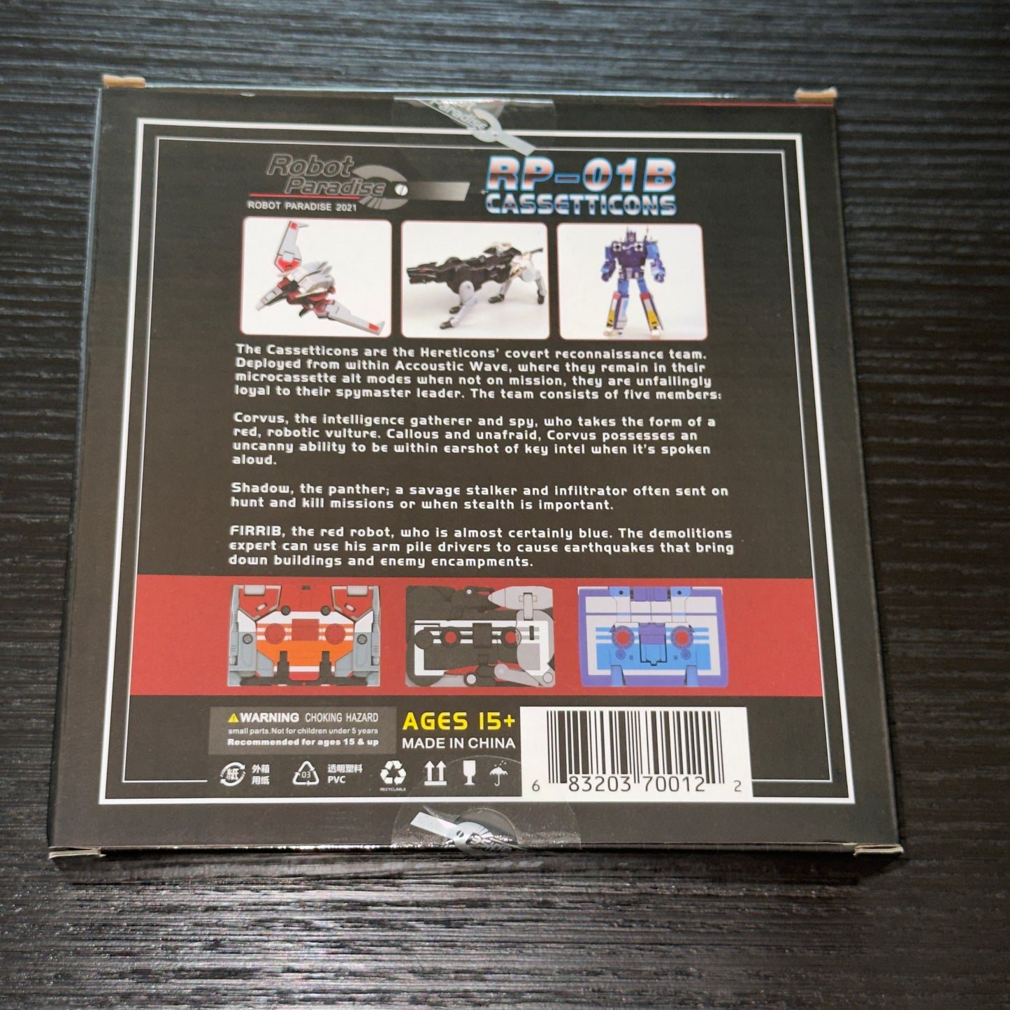 Robot Paradise Fans Toys RP-01B Cassetticons MP Ravage, Laserbeak Rumble/Frenzy | Pre-Owned
