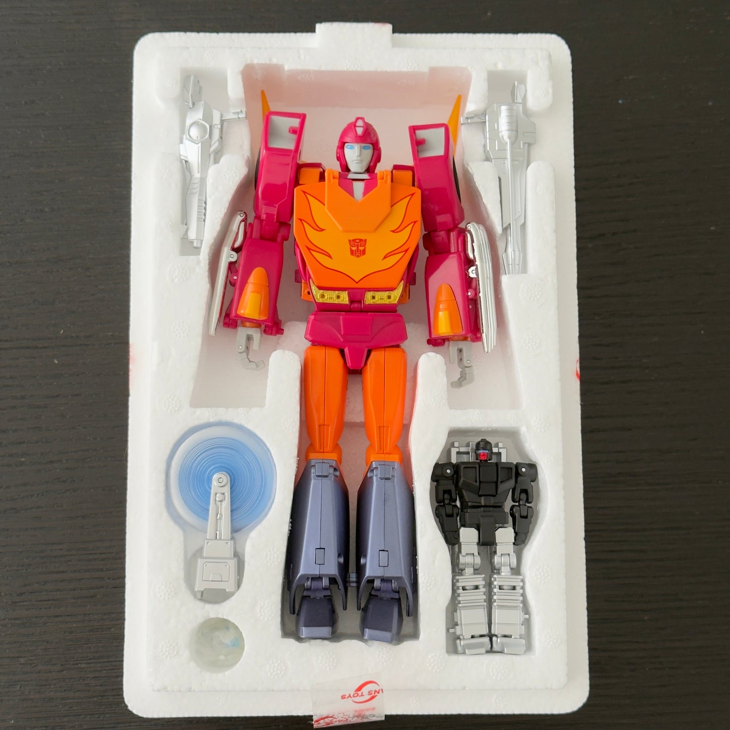 Fans Toys FT-17 Hoodlum Masterpiece Hot Rod figure in robot mode, complete with accessories and original packaging, pre-owned but never displayed or transformed, with art box showing minor shelf wear and damage.