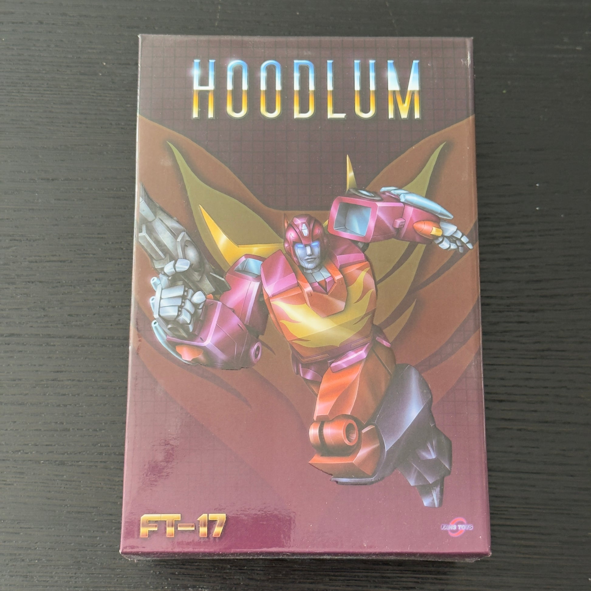Fans Toys FT-17 Hoodlum Masterpiece Hot Rod figure in robot mode, complete with accessories and original packaging, pre-owned but never displayed or transformed, with art box showing minor shelf wear and damage.