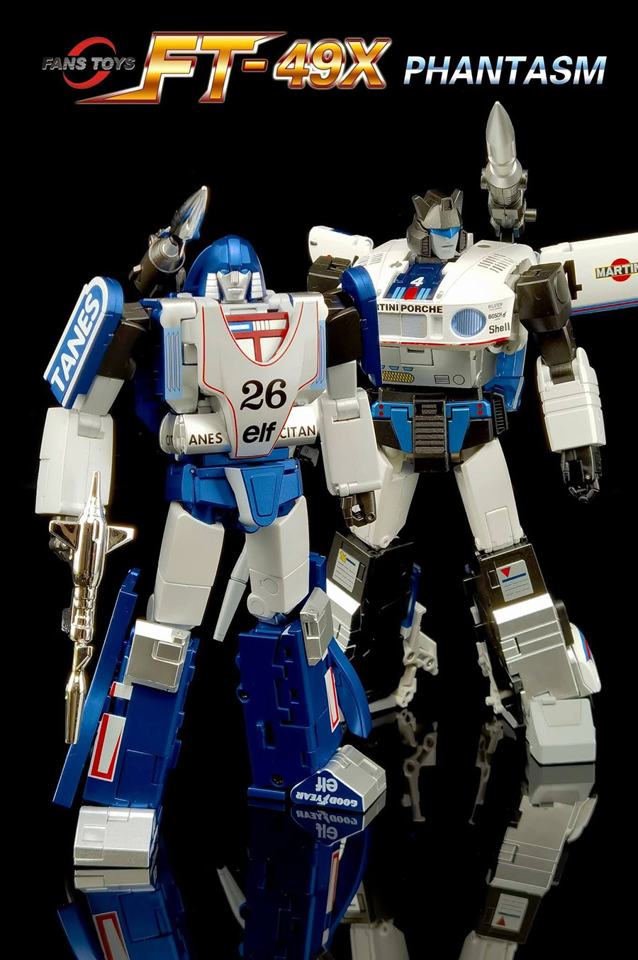 Transformers toy figure with 'Fans Toys FT-49X Phantasm' branding on a black background.