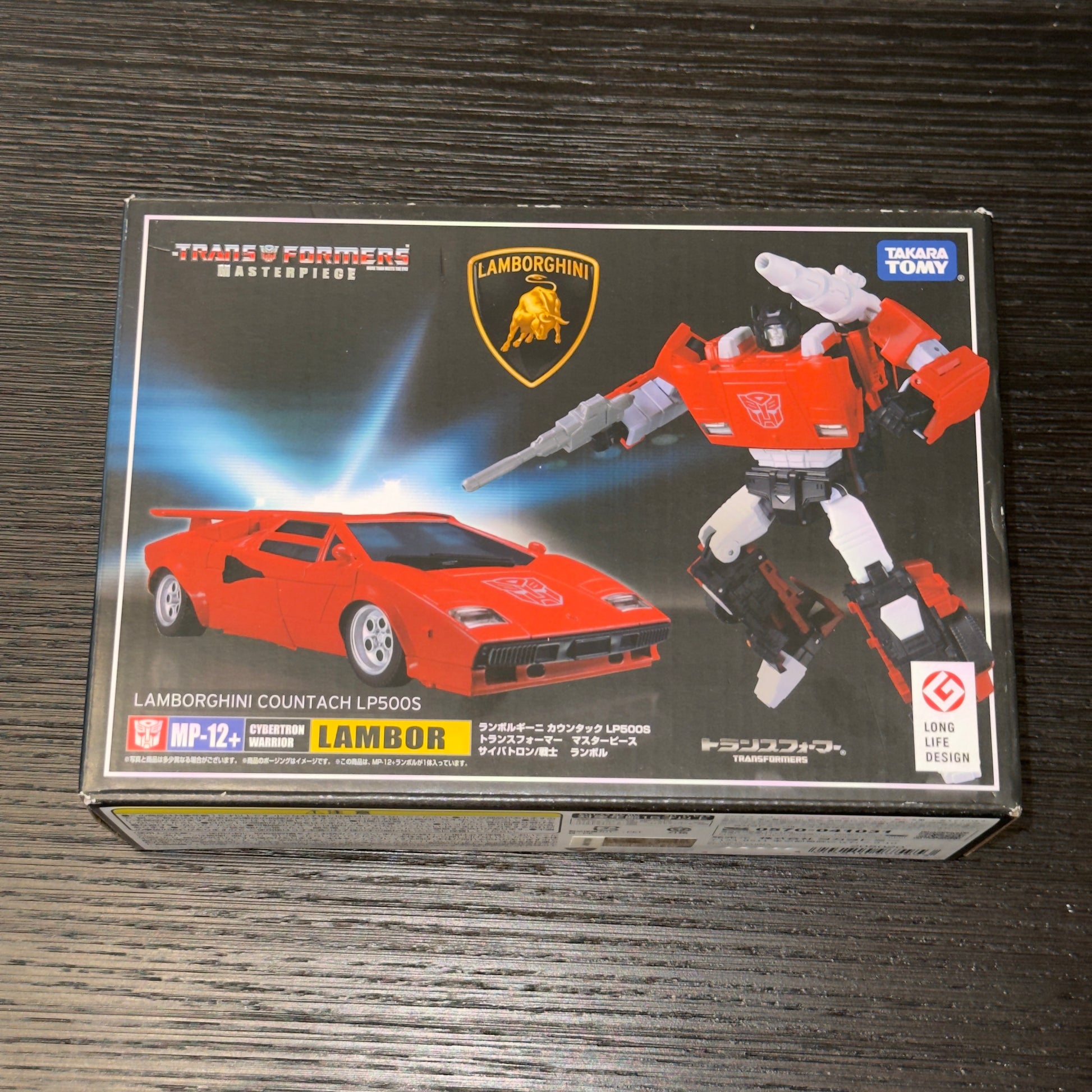 Takara Tomy Transformers Masterpiece MP-12+ LAMBOR Sideswipe authentic factory sealed collectible figure in original packaging.