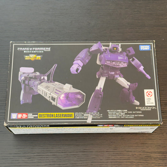 ALT Text:

Rare Takara Tomy MP-29+ Destron Laserwave Shockwave Masterpiece Transformers Figure Brand New Factory Sealed with Collector Coin Authentic