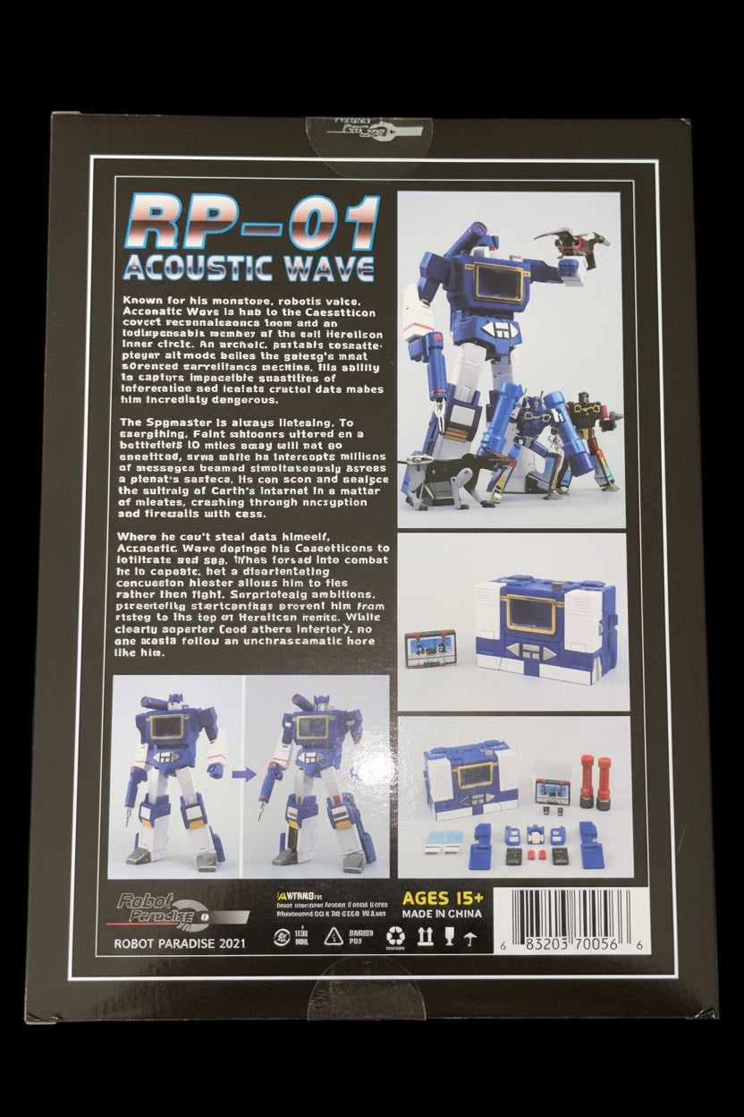 Robot Paradise RP-01 Acoustic Wave Soundwave Fans Toys packaging box collectible pre-owned